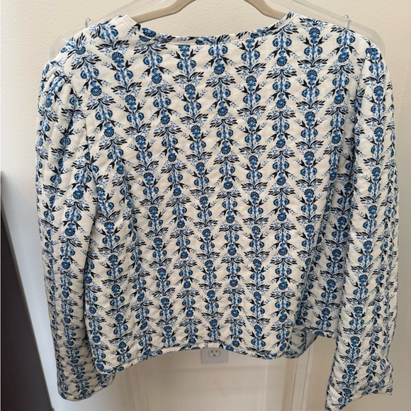 Caroline Constas White and Blue Floral Tie-Front Top - Picture 5 of 5